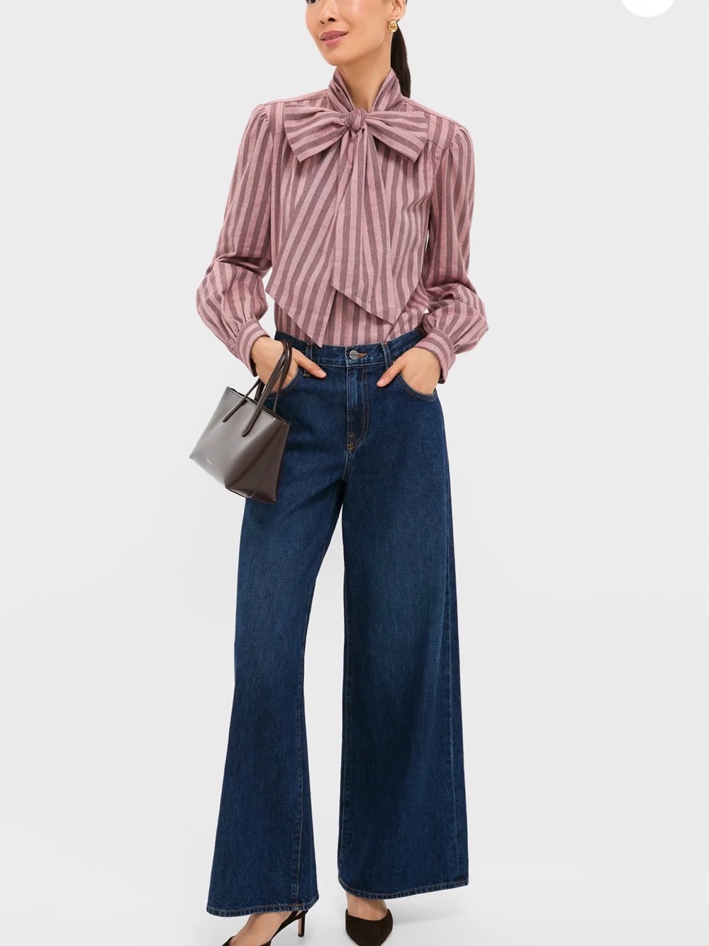 Tuckernuck Mauve Stripe Brianna Bow Blouse - Picture 4 of 5